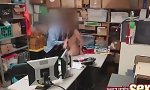 Impressive brunette doll got her cunt tormented by a perverted officer