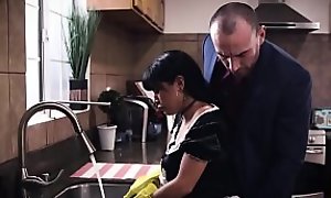 Busty Latina maid Aryana Amatist needed some money so she submits to her sadistic boss Stirling Cooper in all his sexual desires.