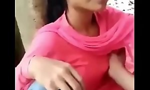 Hot teen lover boob pressing in park