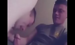 Straight guy receives blowjob from neighbor
