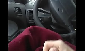 Jacking off and cumming in car but nothing appears