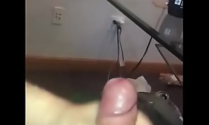 Watch and listen to me shoot hot cum rockets alone in my office