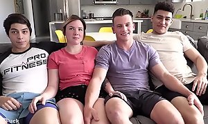 TEEN ORGY - big cock splits holes and 1st time rimming!