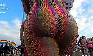 Rainbow fishnet PAWG rave booty - perfection