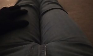 ASMR FOOT and LEGS with jeans scratching moaning