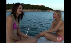 Girls gone wild - a pair of youthful legal age teenager lesbian babes having enjoyment on a boat
