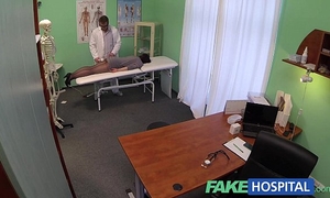 Fake hospital g spot massage receives hawt brunette hair patient soaked