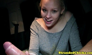 Hitchhiker blond sucks and jerks cock