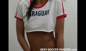 South american soccer chick stripping down