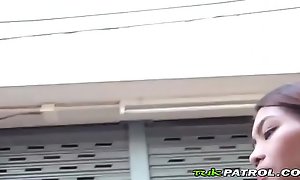 Cute Asian teen gets persuaded in the street