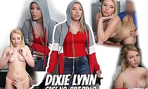 Dixie Lynn Busted by Peter Green Case No. 8938942 - Security officer strip searches blonde teen in the back office and finds hidden necklace in her pussy. As punishment, he makes her blow him then fucks her on the desk and gives her a cum facial.
