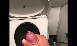 Flythatcock. Jerk and cumshot in toilet on the plane.