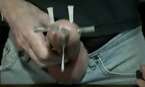 Needles in my cock and cumming
