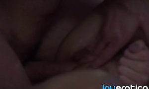 Romantic babe tastes cum after slowly riding cock