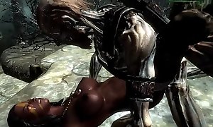 Skyrim Female Warrior Attacked in the Dungeon