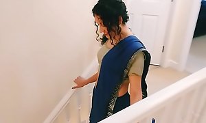 Desi young bhabhi strips from saree to please you Christmas present POV Indian