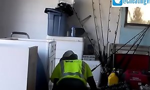 Wife Fucks Worker While Husband is Away At Work