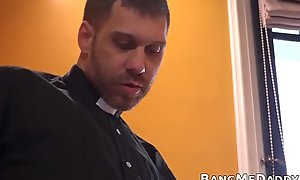 Older gay priest bareback fucks young skinny ass until cum