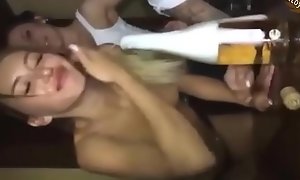 Hot Sucking On A Champagne Bottle