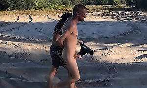 CFNM Embarrassed Nude Male Strip Searched and Paraded Around Naked in Public at the Beach By Policewoman - Public Humiliation, she forces him to strip steals his clothes and he is forced to streak!