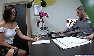 Young Asian real estate agent is horny at job interview