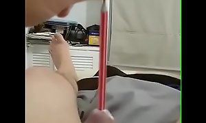 Inserting a pencil in my cock