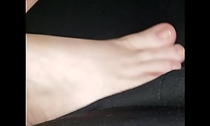 My girlfriend Rubbing my crotch with her feet