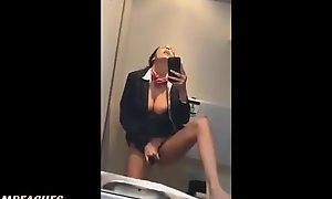 Campeaches - *MUST SEE* Hot Stewardess Live on public plane flight masturbating nude