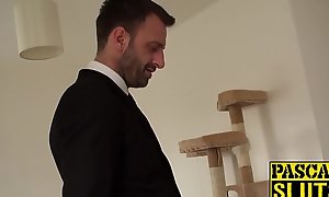 Blonde UK slut drilled insanely hard by dom in classy suit