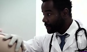 OMG!Sexy teen patient Maddy O Reilly fucked by a giant black dick after having a rectal exam.