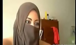 Chubby Arab GF plays with say no to boobs plus pussy