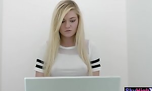 Pretty blogger petite teen smashed by a school friend
