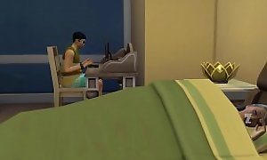 Son Fucks Sleeping Mom After Masturbating In Front Of The Computer