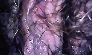 Spy on your mom's big hairy pussy while peeing filmed herself with this micro camera to show you everything