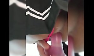Schoolgirl gets caught fucking her dildo.