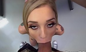Skinny Kali Roses swallows a massive cock and rides it deep